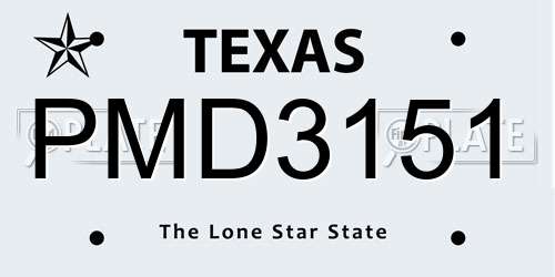 PMD3151 Texas License Plate