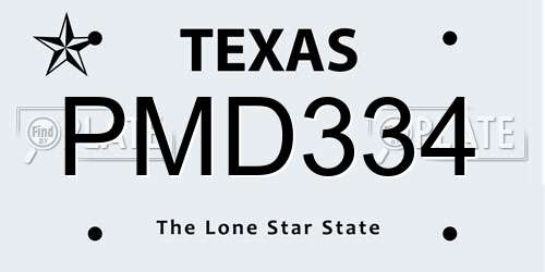 PMD334 Texas License Plate