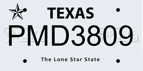PMD3809 Texas License Plate