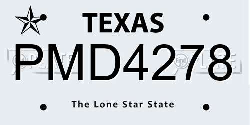 PMD4278 Texas License Plate