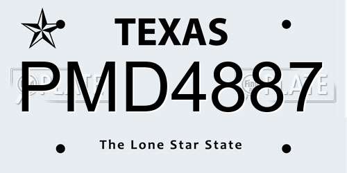 PMD4887 Texas License Plate