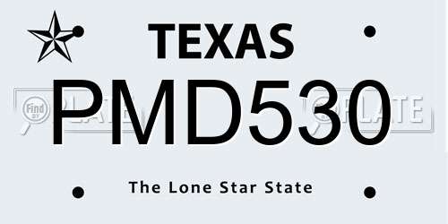 PMD530 Texas License Plate