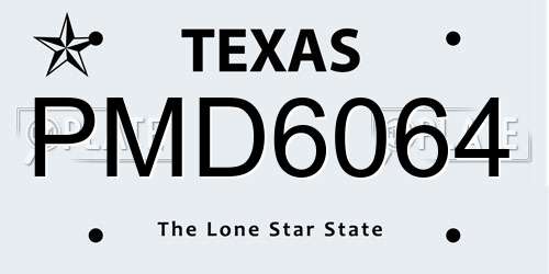 PMD6064 Texas License Plate