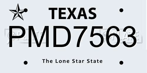 PMD7563 Texas License Plate