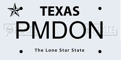 PMDON Texas License Plate