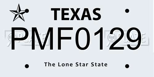 PMF0129 Texas License Plate