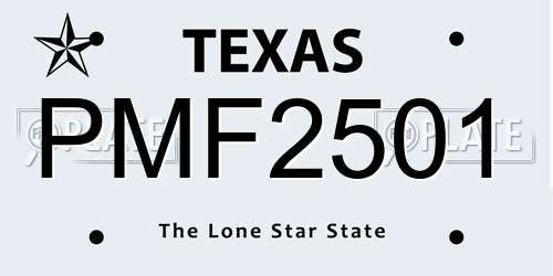 PMF2501 Texas License Plate