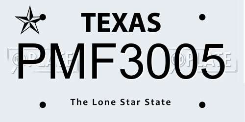 PMF3005 Texas License Plate