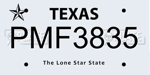 PMF3835 Texas License Plate