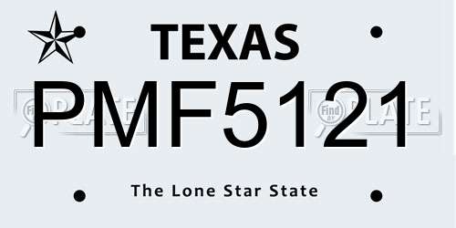 PMF5121 Texas License Plate