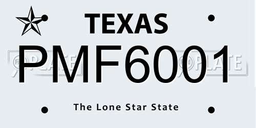 PMF6001 Texas License Plate
