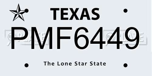 PMF6449 Texas License Plate