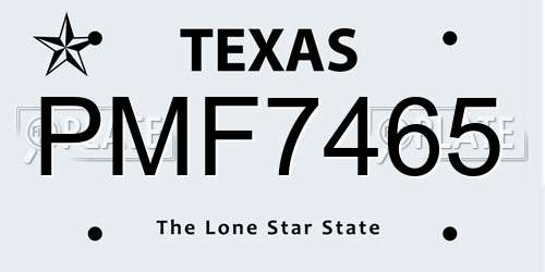 PMF7465 Texas License Plate