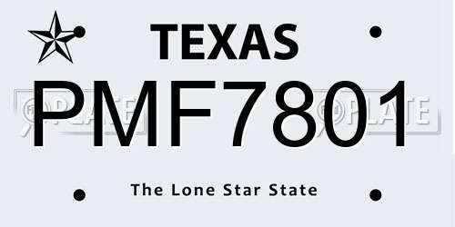 PMF7801 Texas License Plate