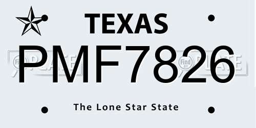 PMF7826 Texas License Plate