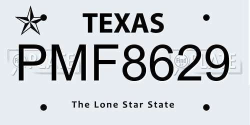 PMF8629 Texas License Plate