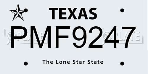 PMF9247 Texas License Plate