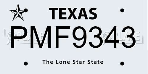PMF9343 Texas License Plate