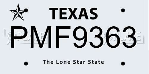PMF9363 Texas License Plate