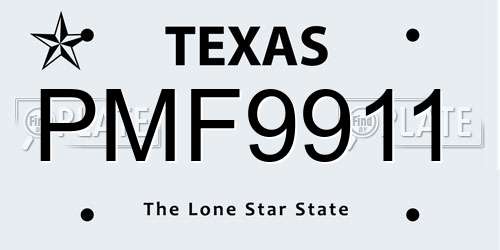 PMF9911 Texas License Plate