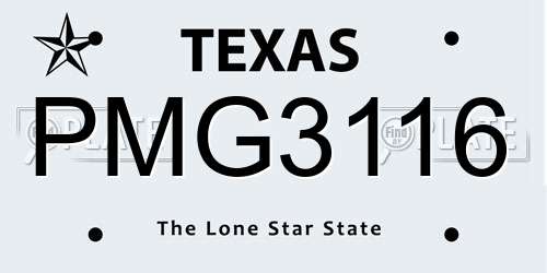 PMG3116 Texas License Plate