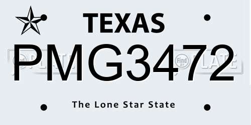 PMG3472 Texas License Plate
