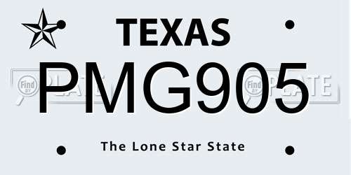 PMG905 Texas License Plate
