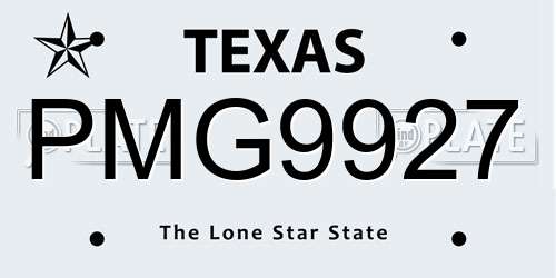 PMG9927 Texas License Plate