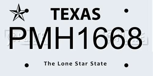 PMH1668 Texas License Plate
