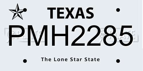 PMH2285 Texas License Plate