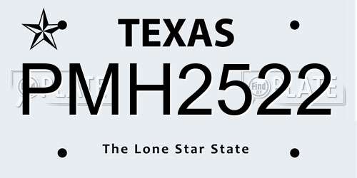 PMH2522 Texas License Plate