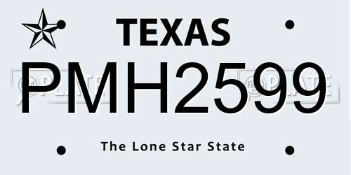 PMH2599 Texas License Plate