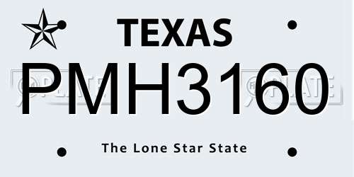 PMH3160 Texas License Plate