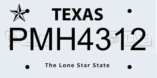 PMH4312 Texas License Plate