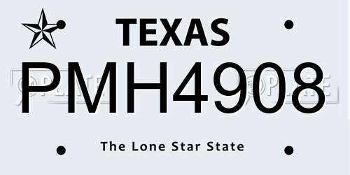 PMH4908 Texas License Plate