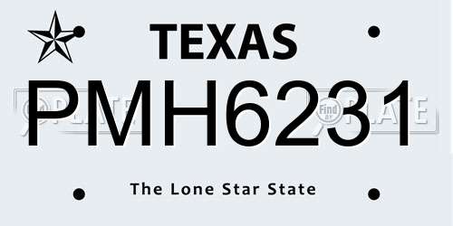 PMH6231 Texas License Plate