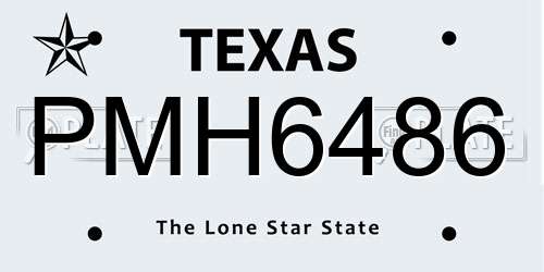 PMH6486 Texas License Plate