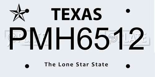 PMH6512 Texas License Plate