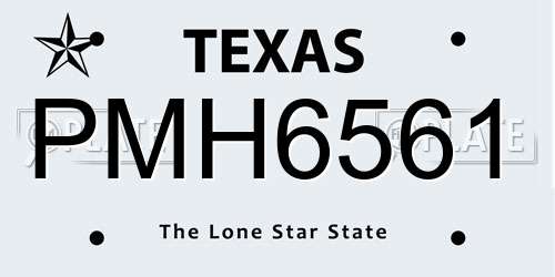 PMH6561 Texas License Plate