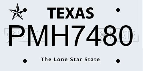 PMH7480 Texas License Plate