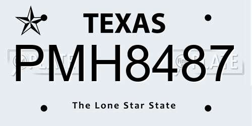 PMH8487 Texas License Plate
