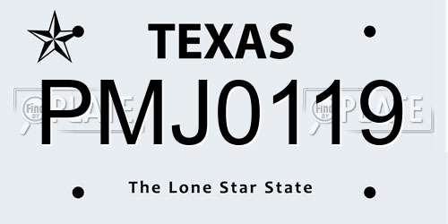 PMJ0119 Texas License Plate