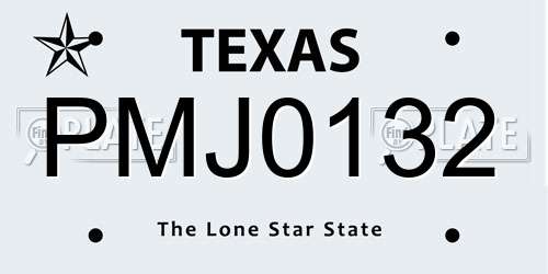 PMJ0132 Texas License Plate