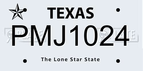PMJ1024 Texas License Plate