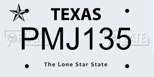 PMJ135 Texas License Plate