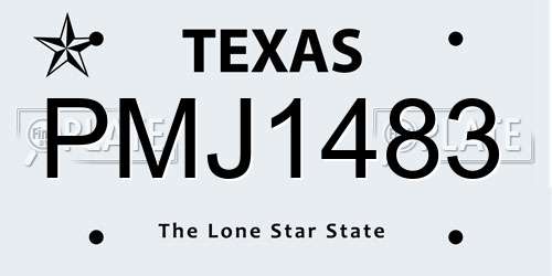 PMJ1483 Texas License Plate