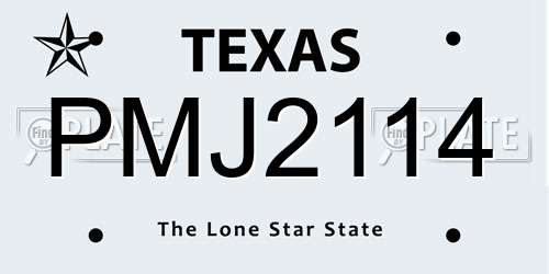 PMJ2114 Texas License Plate