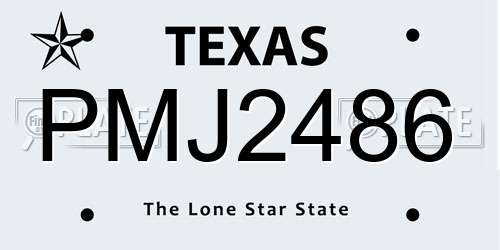PMJ2486 Texas License Plate