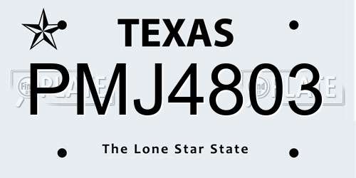 PMJ4803 Texas License Plate