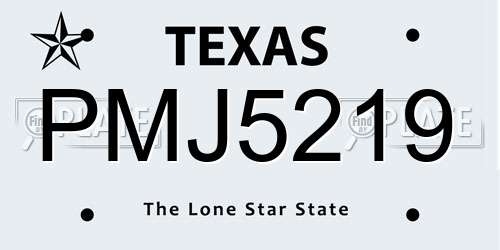 PMJ5219 Texas License Plate